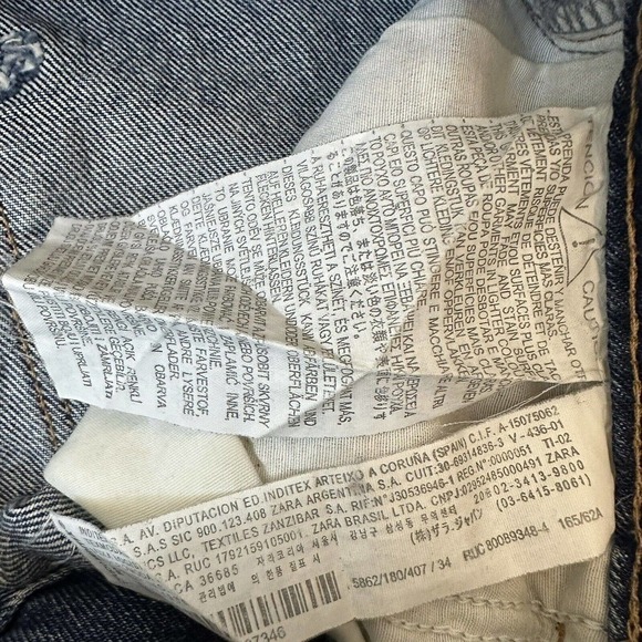 Zara Slim Leg Mom Fit Jeans Blue High Rise Womens Size 2 - Picture 6 of 6